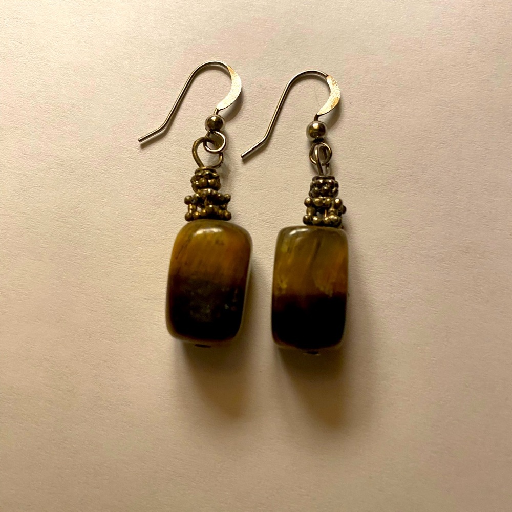 Brown and Tan stone earrings